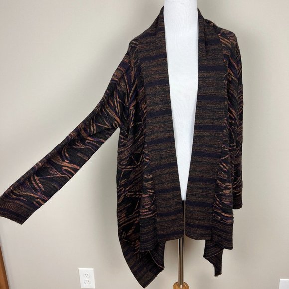 Soft Surroundings Cardigan Sweater Large Cascade Draped Wool Cotton Texture Knit - Picture 4 of 10